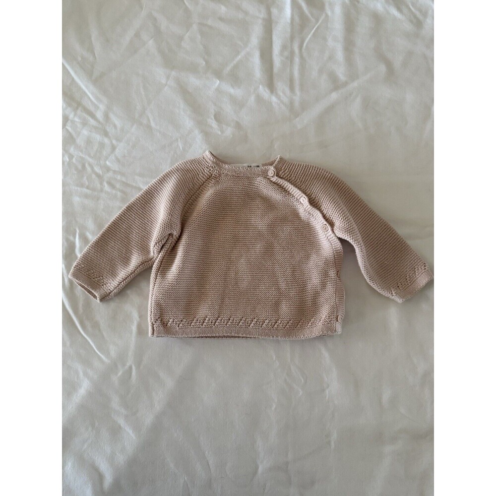 Zara Girls Pink Knitted wrap button up Sweater 3-6 months
